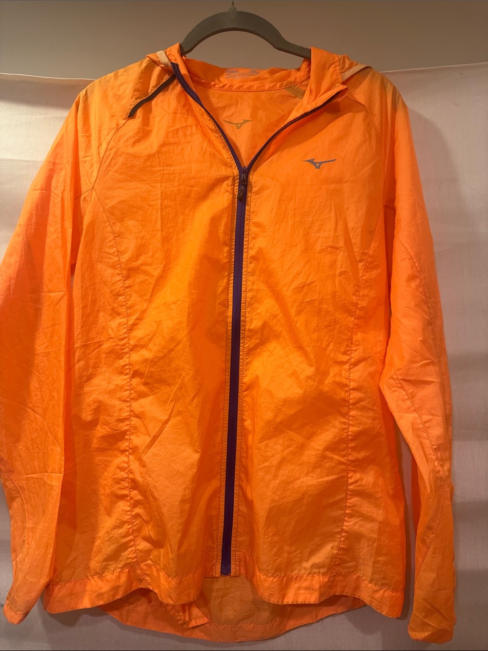 Mizuno High-Visibility Orange Hooded Running Jacket